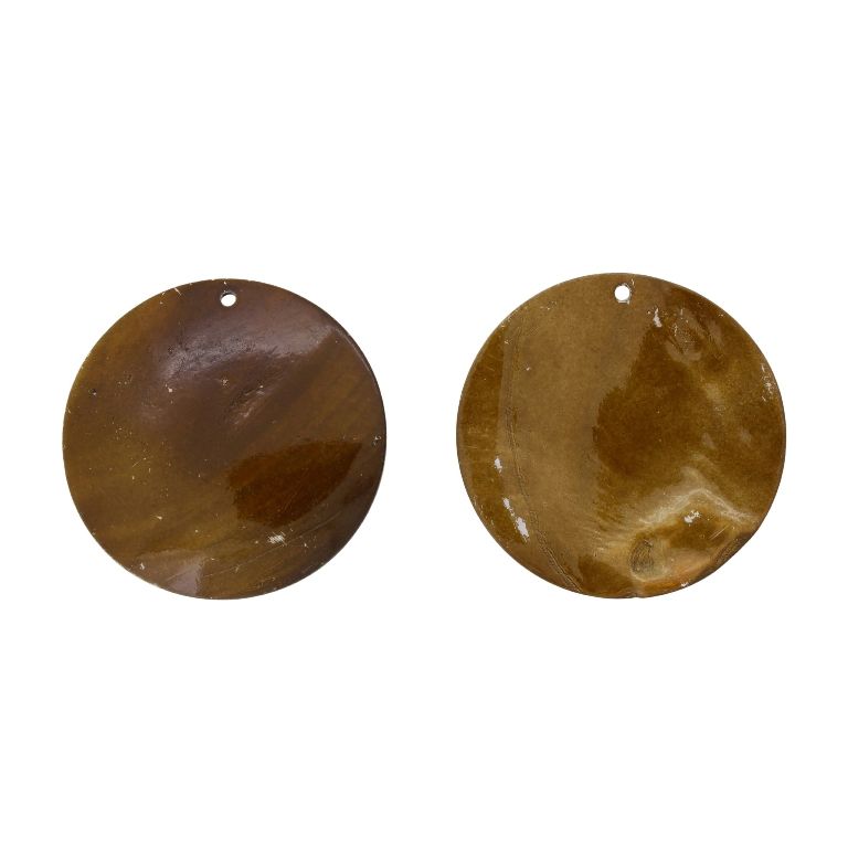 MOTHER OF PEARL BEADS - PENDANT - CIRCLE 01 - 60x2.5mm BROWN - SECOND-RATE - PACKAGE 10pcs. Hole-2.4mm 