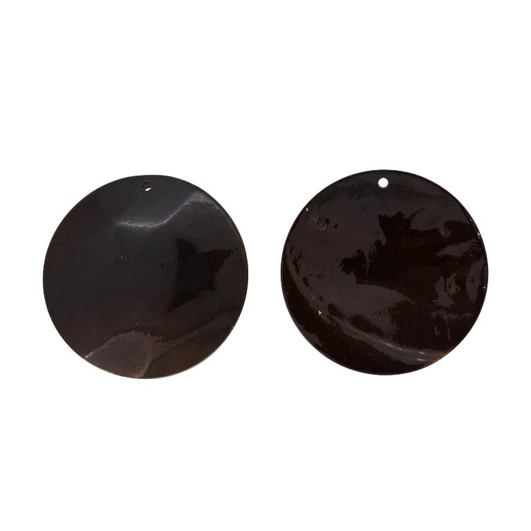 MOTHER OF PEARL BEADS - PENDANT - CIRCLE 01 - 60x2.5mm BROWN (DARK) - PACKAGE 10pcs. Hole-2.4mm 