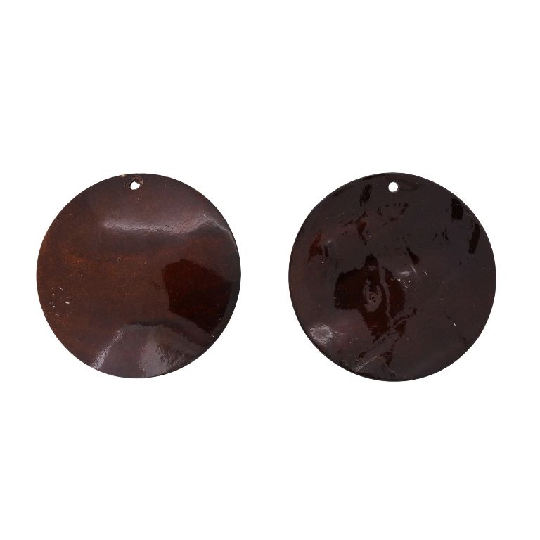 MOTHER OF PEARL BEADS - PENDANT - CIRCLE 01 - 60x2.5mm BROWN (DARK) - SECOND-RATE - PACKAGE 10pcs. Hole-2.4mm 