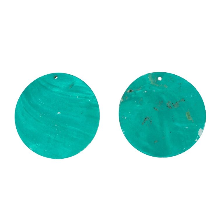 MOTHER OF PEARL BEADS - PENDANT - CIRCLE 01 - 60x2.5mm TURQUOISE - SECOND-RATE - PACKAGE 10pcs. Hole-2.4mm 