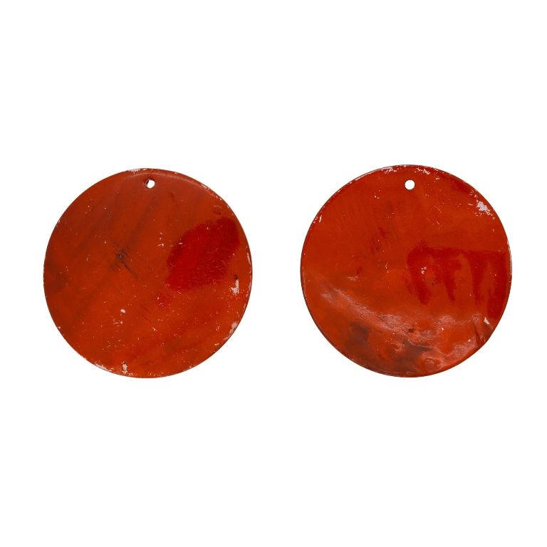 MOTHER OF PEARL BEADS - PENDANT - CIRCLE 01 - 60x2.5mm RED - SECOND-RATE - PACKAGE 10pcs. Hole-2.4mm 