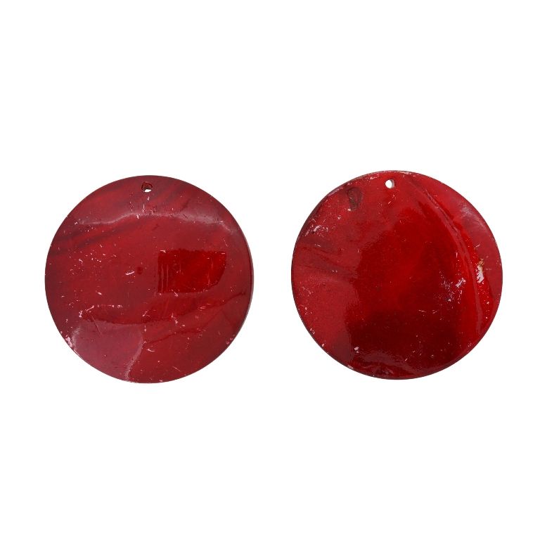 MOTHER OF PEARL BEADS - PENDANT - CIRCLE 01 - 60x2.5mm RED (DARK) - SECOND-RATE - PACKAGE 10pcs. Hole-2.4mm 