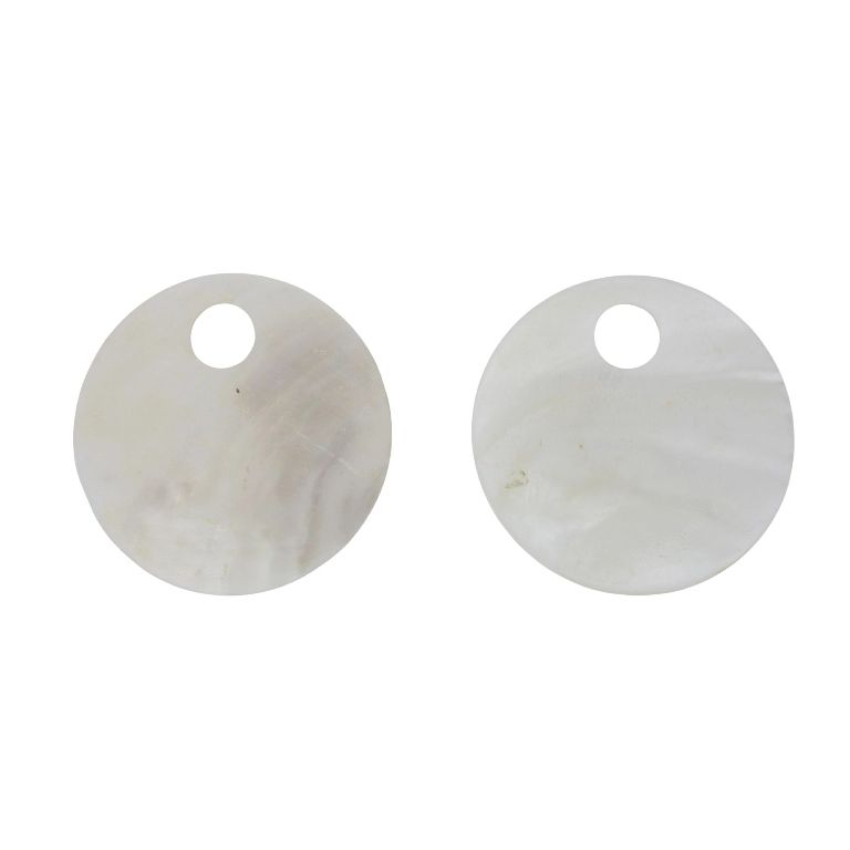 MOTHER OF PEARL BEADS  - PENDANT - CIRCLE 02 - 60x2.5mm WHITE - 2pcs. Hole-12.0mm 