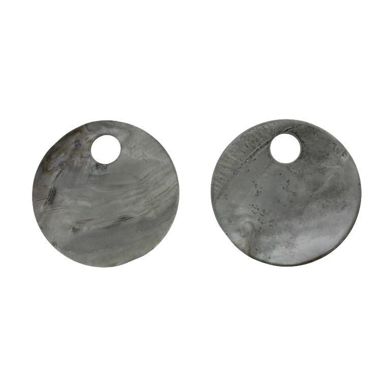 MOTHER OF PEARL BEADS - PENDANT - CIRCLE 02 - 60x2.5mm GRAY (LIGHT) - PACKAGE 10pcs. Hole-12.0mm 