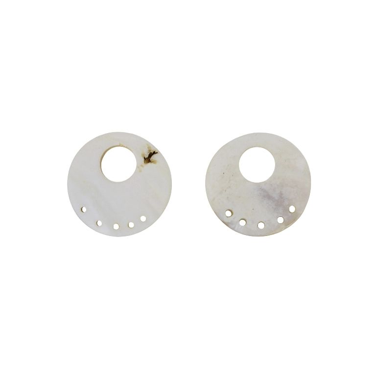 MOTHER OF PEARL BEADS - PENDANT - CIRCLE 05 - 44x2.5mm WHITE - SECOND-RATE - PACKAGE 20pcs. Hole-28mm 