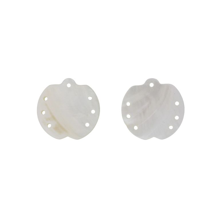 MOTHER OF PEARL BEADS  - PENDANT - APPLE 01 - 44x45x1.8mm WHITE - 2pcs. Hole-2.5mm 
