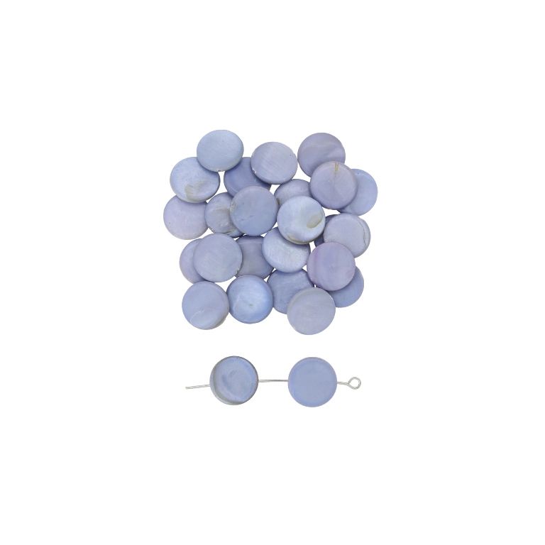 MOTHER OF PEARL BEADS - CIRCLE 10 - 14x3.0mm BLUE - PACKAGE 200pcs. Hole-0.7mm 