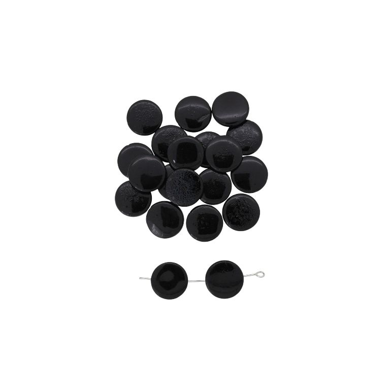 MOTHER OF PEARL BEADS - CIRCLE 10 - 15x2.0mm BLACK - PACKAGE 200pcs. Hole-0.7mm 