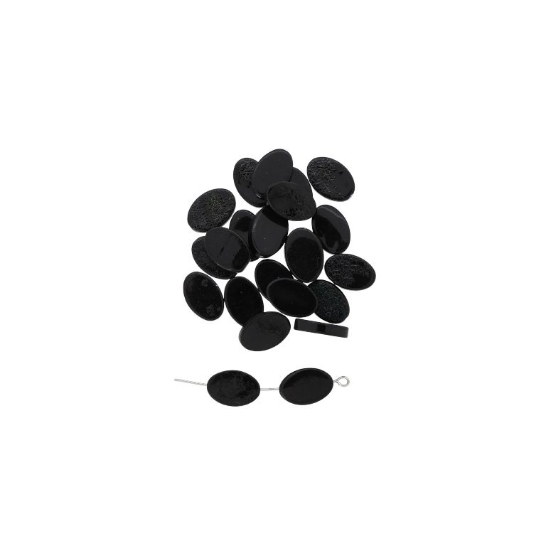 MOTHER OF PEARL BEADS - OVAL 04 - 16x11x3.5mm BLACK - PACKAGE 100pcs. Hole-0.7mm 