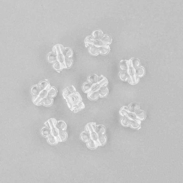 TRANSPARENT PLASTIC BEADS - FLOWER 02 - 8x4mm WHITE V01 - 50g Hole-2.0mm (285pcs.)