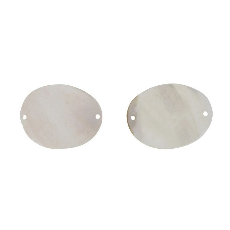 MOTHER OF PEARL BEADS  - CONNECTING ELEMENT - OVAL 03 - 57x45x3.4mm WHITE - 2pcs. Hole-3.2mm 