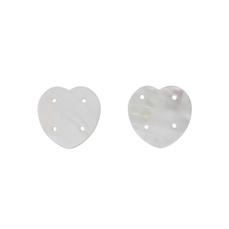 MOTHER OF PEARL BEADS  - CONNECTING ELEMENT - HEART 02 - 44x44x3.0mm WHITE - 2pcs. Hole-2.8mm 
