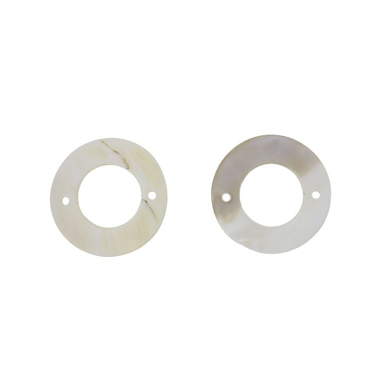 MOTHER OF PEARL BEADS - CONNECTING ELEMENT - RING 01 - 50x2.5mm WHITE - SECOND-RATE - PACKAGE 20pcs. Hole-3.2mm 