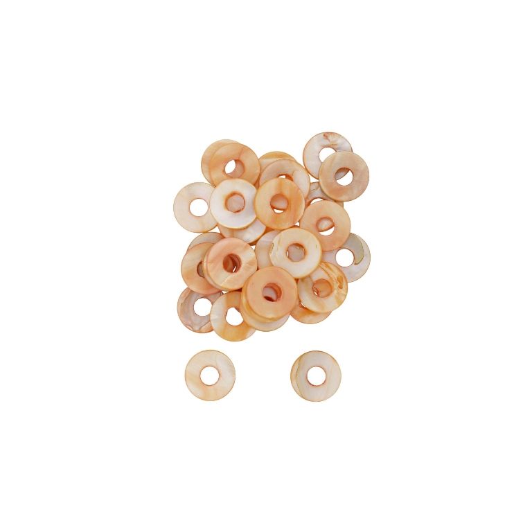 MOTHER OF PEARL BEADS  - CONNECTING ELEMENT - RING 02 - 16x1.5mm ORANGE - 20pcs. Hole-5.0mm 