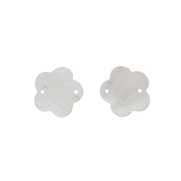 MOTHER OF PEARL BEADS  - CONNECTING ELEMENT - FLOWER 01 - 44x2.5mm WHITE - 2pcs. Hole-3.2mm 