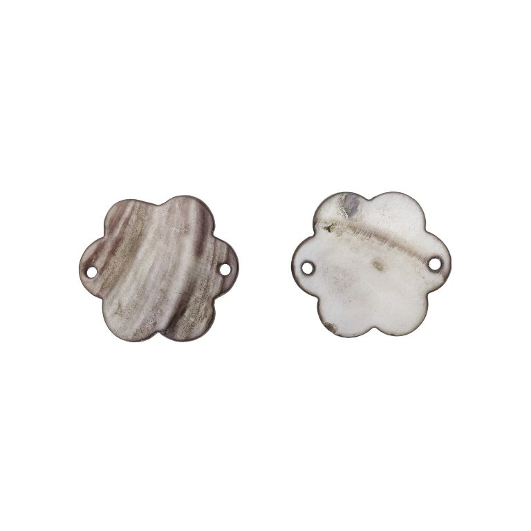 MOTHER OF PEARL BEADS - CONNECTING ELEMENT - FLOWER 01 - 45x2.5mm BROWN - PACKAGE 20pcs. Hole-3.2mm 