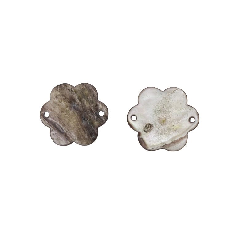 MOTHER OF PEARL BEADS - CONNECTING ELEMENT - FLOWER 01 - 45x2.5mm BROWN - SECOND-RATE - PACKAGE 20pcs. Hole-3.2mm 