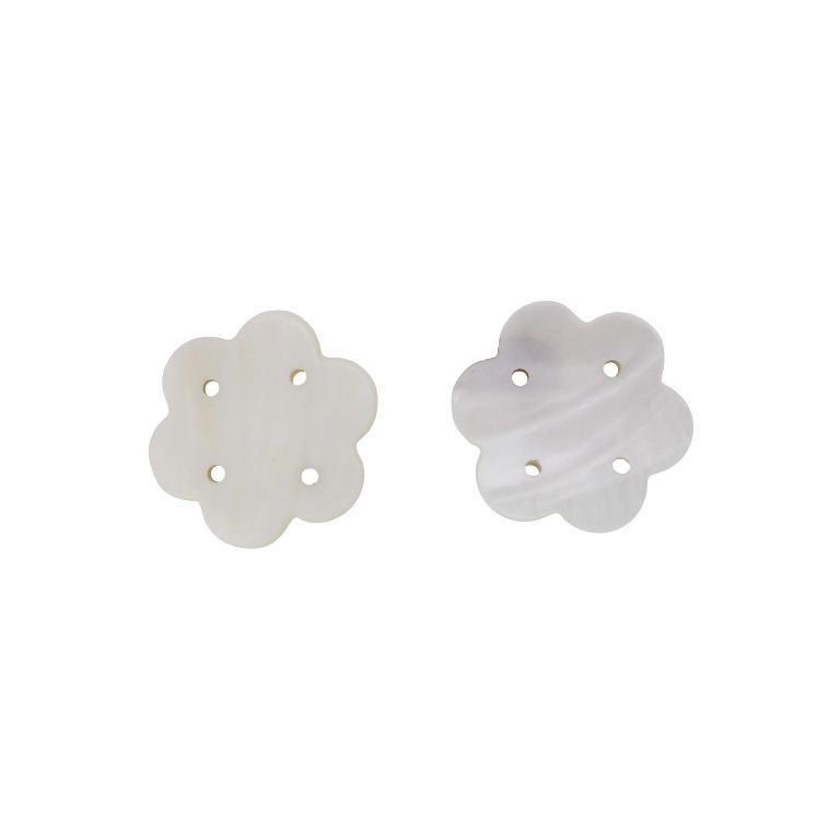 MOTHER OF PEARL BEADS - CONNECTING ELEMENT - FLOWER 02 - 45x3.0mm WHITE - PACKAGE 20pcs. Hole-3.0mm 