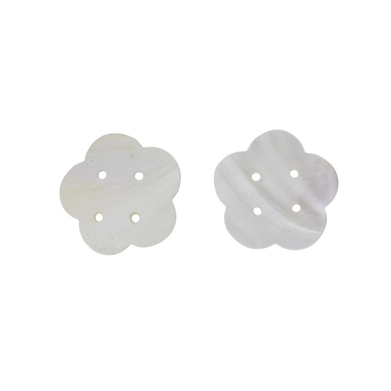 MOTHER OF PEARL BEADS  - CONNECTING ELEMENT - FLOWER 02 - 49x3.0mm WHITE - 2pcs. Hole-3.5mm 