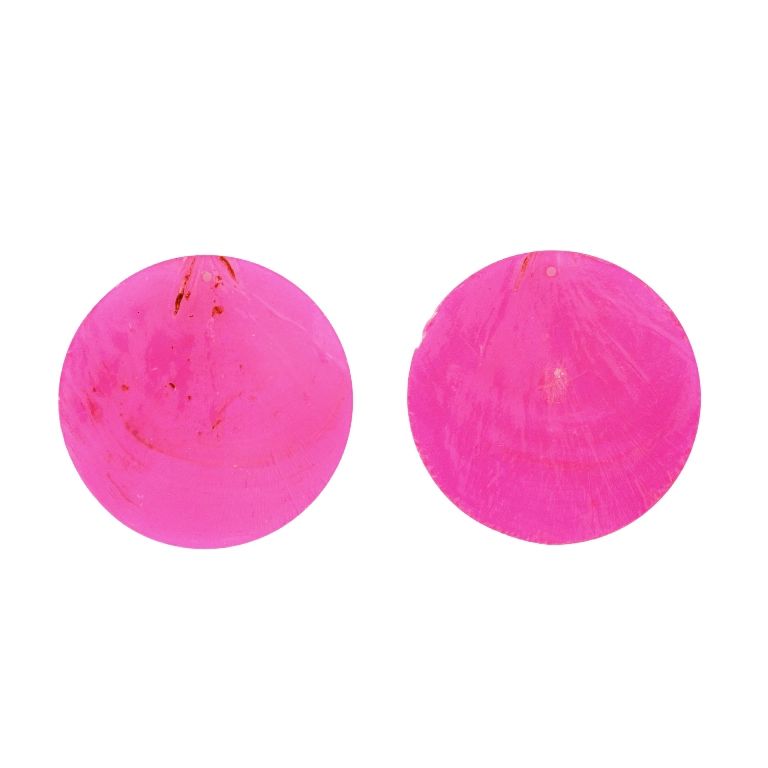 MOTHER OF PEARL BEADS - FLAKE 01 - CIRCLE - 60x0.7mm PINK - SECOND-RATE - PACKAGE 20pcs. Hole-1.6mm 