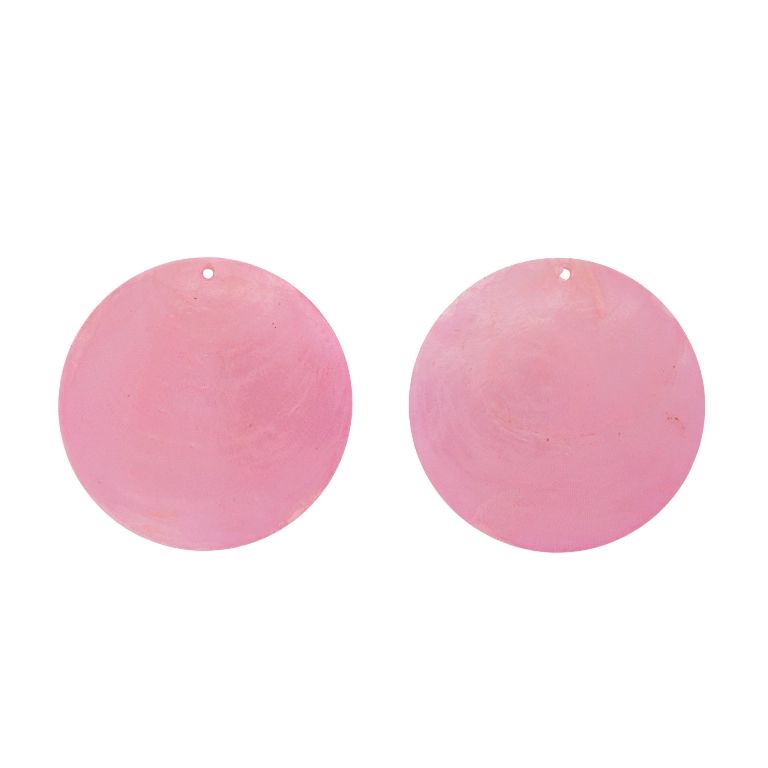MOTHER OF PEARL BEADS  - FLAKE 01 - CIRCLE - 60x0.7mm PINK (LIGHT) - 2pcs. Hole-1.6mm 