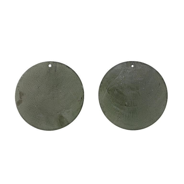 MOTHER OF PEARL BEADS  - FLAKE 01 - CIRCLE - 60x0.7mm GRAY - 2pcs. Hole-1.6mm 