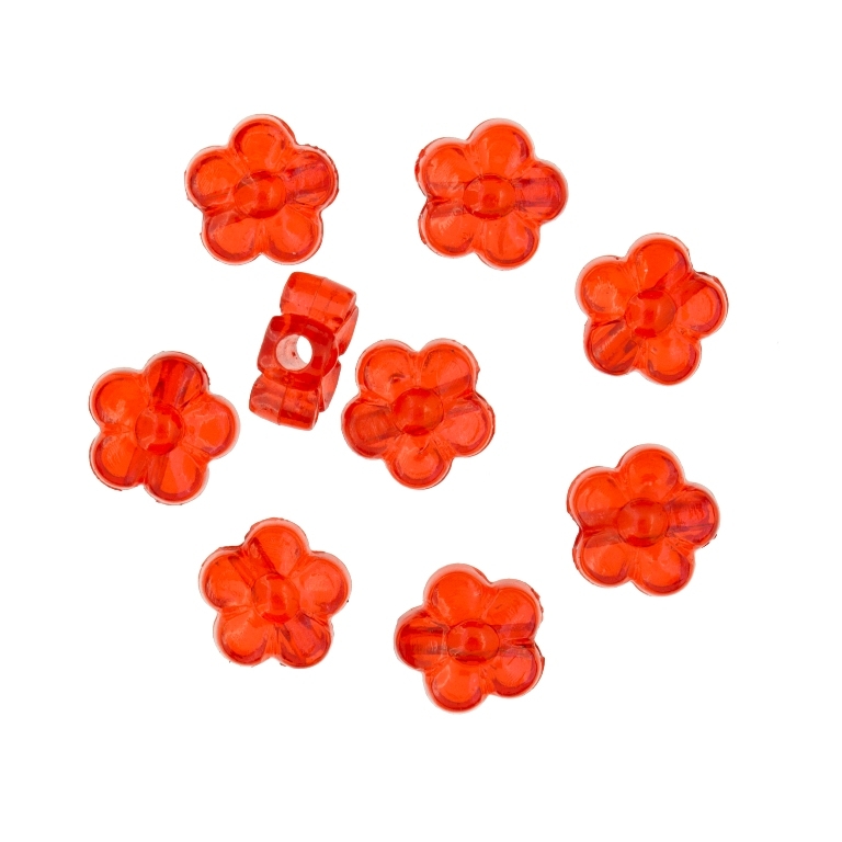 TRANSPARENT PLASTIC BEADS - FLOWER 02 - 8x4mm RED V12 - PACKAGE 500g Hole-2.0mm (2850pcs.)