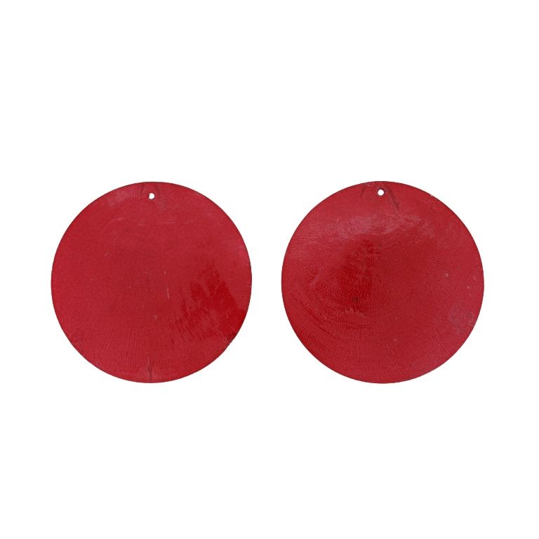 MOTHER OF PEARL BEADS - FLAKE 01 - CIRCLE - 60x0.7mm RED - PACKAGE 20pcs. Hole-1.6mm 