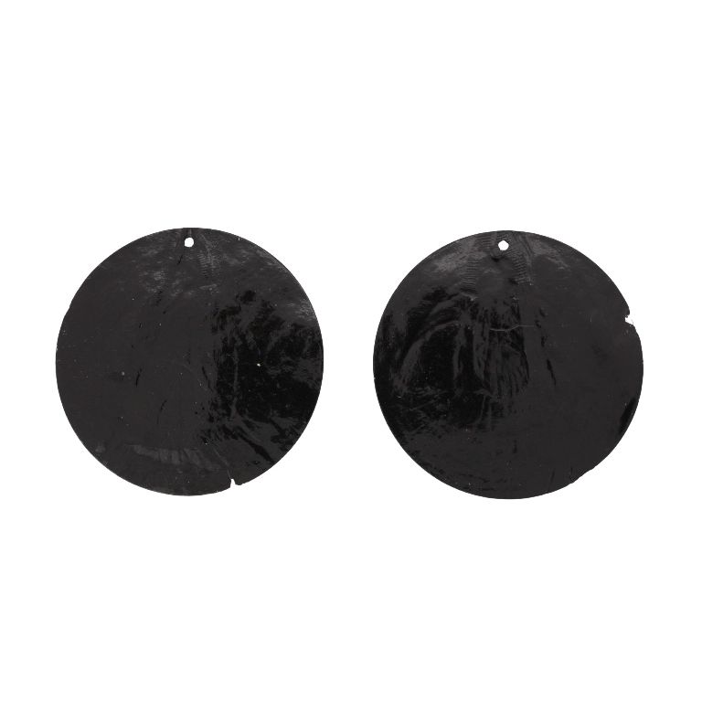 MOTHER OF PEARL BEADS - FLAKE 01 - CIRCLE - 60x0.7mm BLACK - SECOND-RATE - PACKAGE 20pcs. Hole-1.6mm 