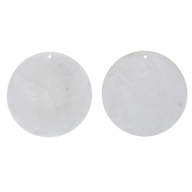 MOTHER OF PEARL BEADS  - FLAKE 01 - CIRCLE - 70x0.7mm WHITE - 2pcs. Hole-1.6mm 