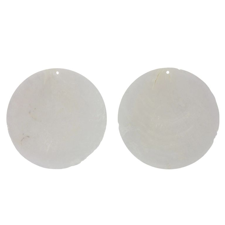 MOTHER OF PEARL BEADS - FLAKE 01 - CIRCLE - 70x0.7mm WHITE - SECOND-RATE - PACKAGE 20pcs. Hole-1.6mm 