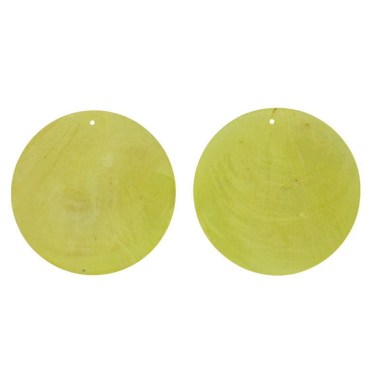 MOTHER OF PEARL BEADS  - FLAKE 01 - CIRCLE - 70x0.7mm YELLOW - 2pcs. Hole-1.6mm 