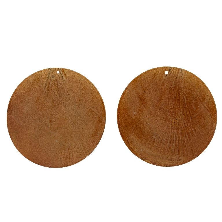 MOTHER OF PEARL BEADS  - FLAKE 01 - CIRCLE - 70x0.7mm BROWN - 2pcs. Hole-1.6mm 