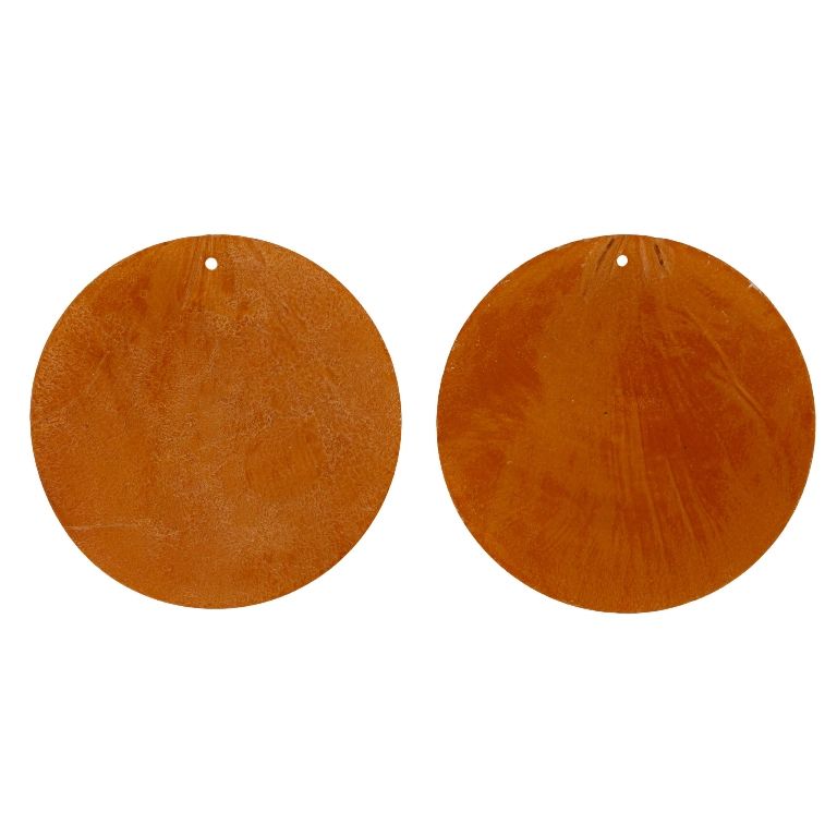MOTHER OF PEARL BEADS  - FLAKE 01 - CIRCLE - 70x0.7mm ORANGE - 2pcs. Hole-1.6mm 