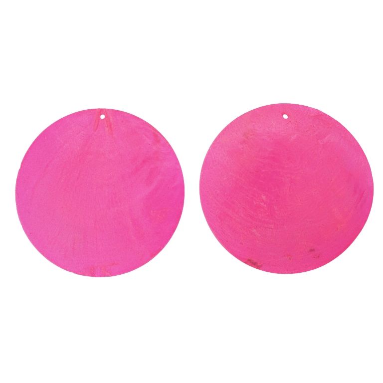 MOTHER OF PEARL BEADS  - FLAKE 01 - CIRCLE - 70x0.7mm PINK - 2pcs. Hole-1.6mm 