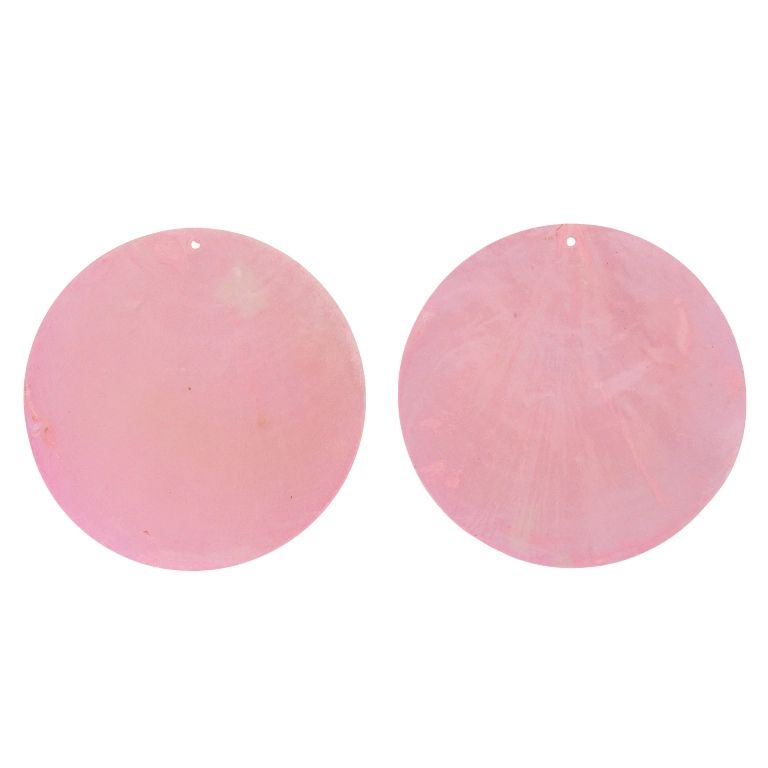MOTHER OF PEARL BEADS - FLAKE 01 - CIRCLE - 70x0.7mm PINK (LIGHT) - PACKAGE 20pcs. Hole-1.6mm 