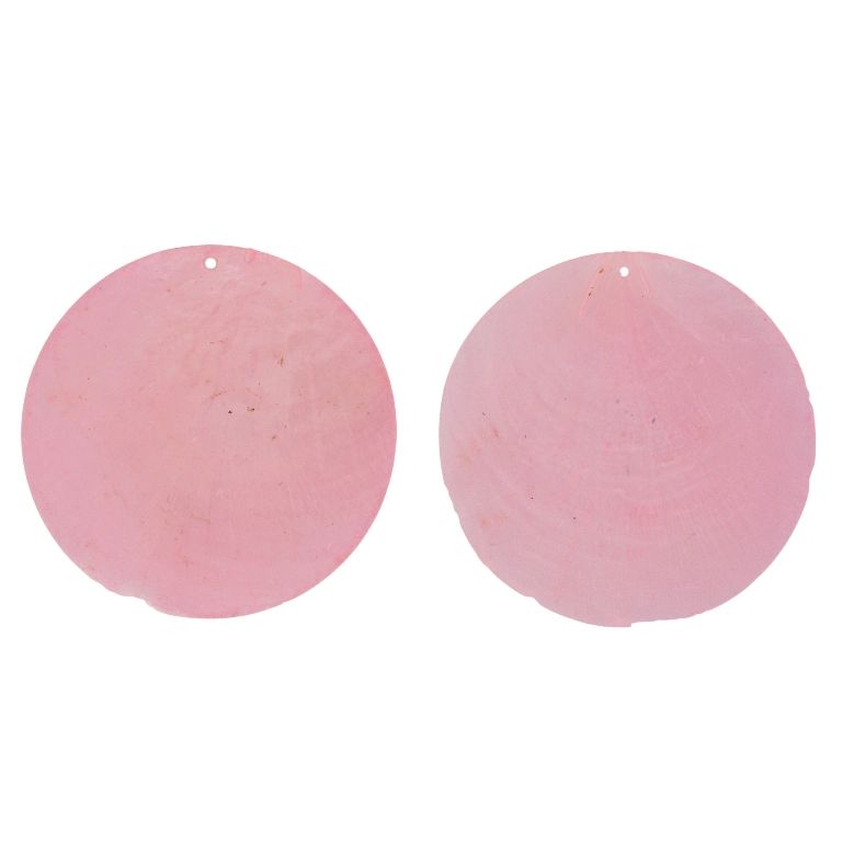 MOTHER OF PEARL BEADS - FLAKE 01 - CIRCLE - 70x0.7mm PINK (LIGHT) - SECOND-RATE - PACKAGE 20pcs. Hole-1.6mm 