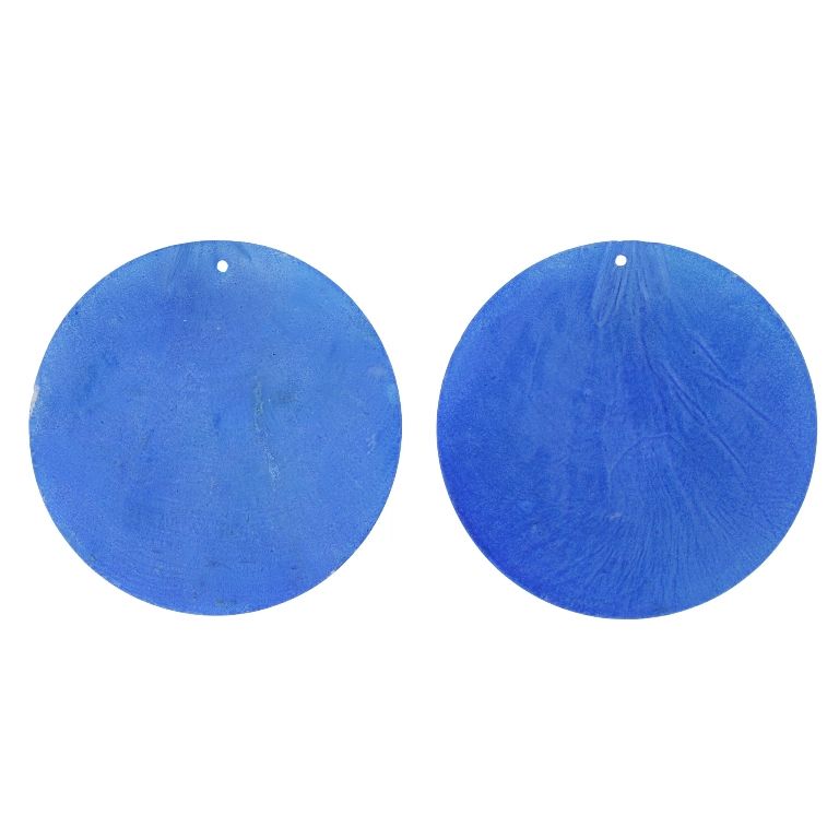 MOTHER OF PEARL BEADS  - FLAKE 01 - CIRCLE - 70x0.7mm BLUE - 2pcs. Hole-1.6mm 