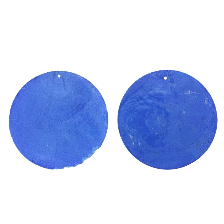 MOTHER OF PEARL BEADS - FLAKE 01 - CIRCLE - 70x0.7mm BLUE - SECOND-RATE - PACKAGE 20pcs. Hole-1.6mm 