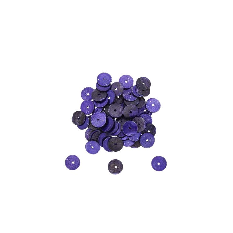 MOTHER OF PEARL BEADS - FLAKE 02 - CIRCLE 01 - 10x0.8mm PURPLE - PACKAGE 100g Hole-1.4mm (580pcs.)