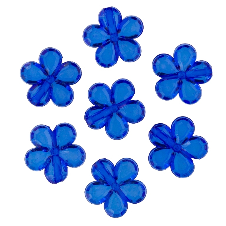 TRANSPARENT PLASTIC BEADS - FLOWER 03 FACETED - 13x3.5mm BLUE (DARK) V44 - PACKAGE 500g Hole-1.5mm (1350pcs.)