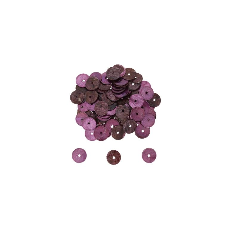 MOTHER OF PEARL BEADS - FLAKE 02 - CIRCLE 01 - 10x0.8mm CYCLAMEN (DARK) - PACKAGE 100g Hole-1.4mm (700pcs.)