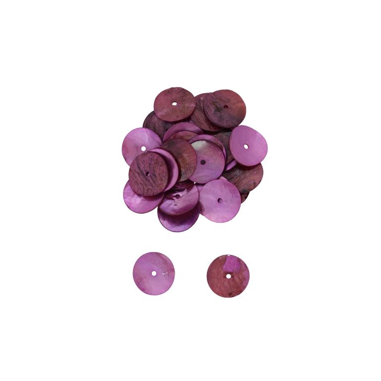 MOTHER OF PEARL BEADS  - FLAKE 02 - CIRCLE 01 - 18x0.8mm CYCLAMEN - 20g Hole-1.4mm (40pcs.)