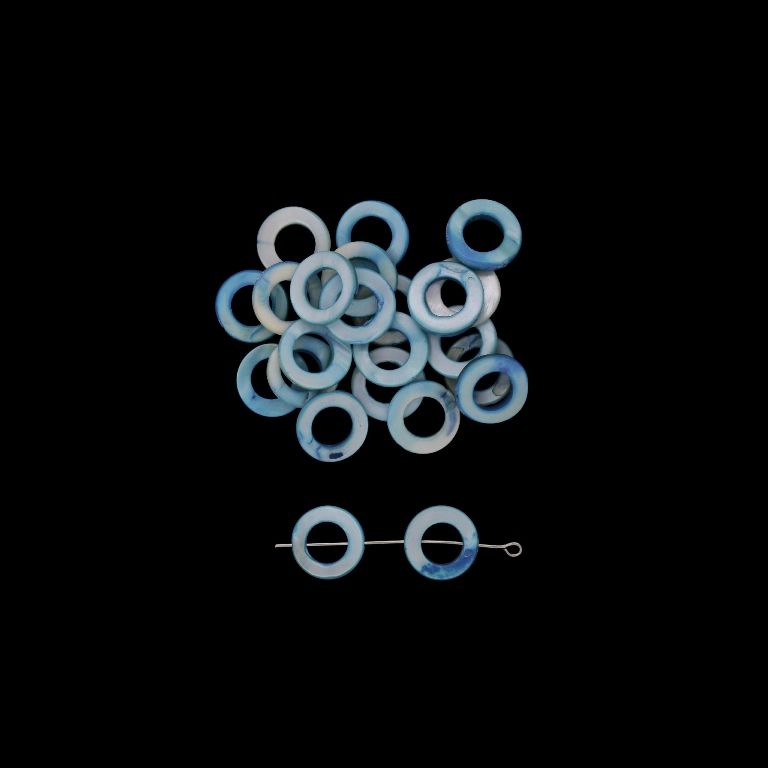 MOTHER OF PEARL BEADS - RING 04 - 15x2.0mm BLUE (LIGHT) - PACKAGE 200pcs. Hole-0.7mm 