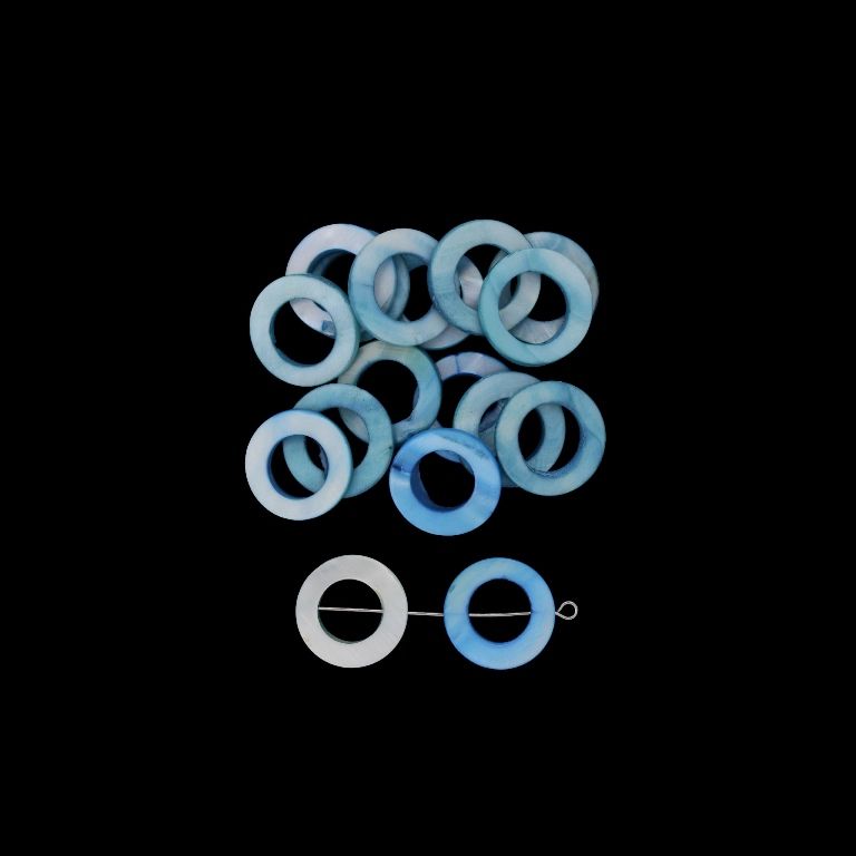 MOTHER OF PEARL BEADS  - RING 04 - 20x2.5mm BLUE (LIGHT) - 10pcs. Hole-0.7mm 