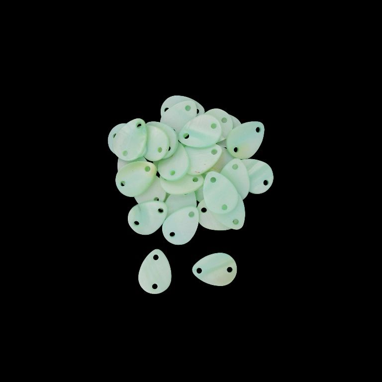 MOTHER OF PEARL BEADS  - CONNECTING ELEMENT - DROP 02 - 18x13x2.2mm RESEDA - 15pcs. Hole-2.2mm 