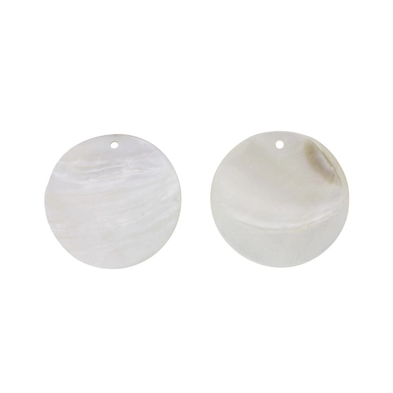 MOTHER OF PEARL BEADS  - PENDANT - CIRCLE 01 - 55x2.5mm WHITE - 2pcs. Hole-2.8mm 