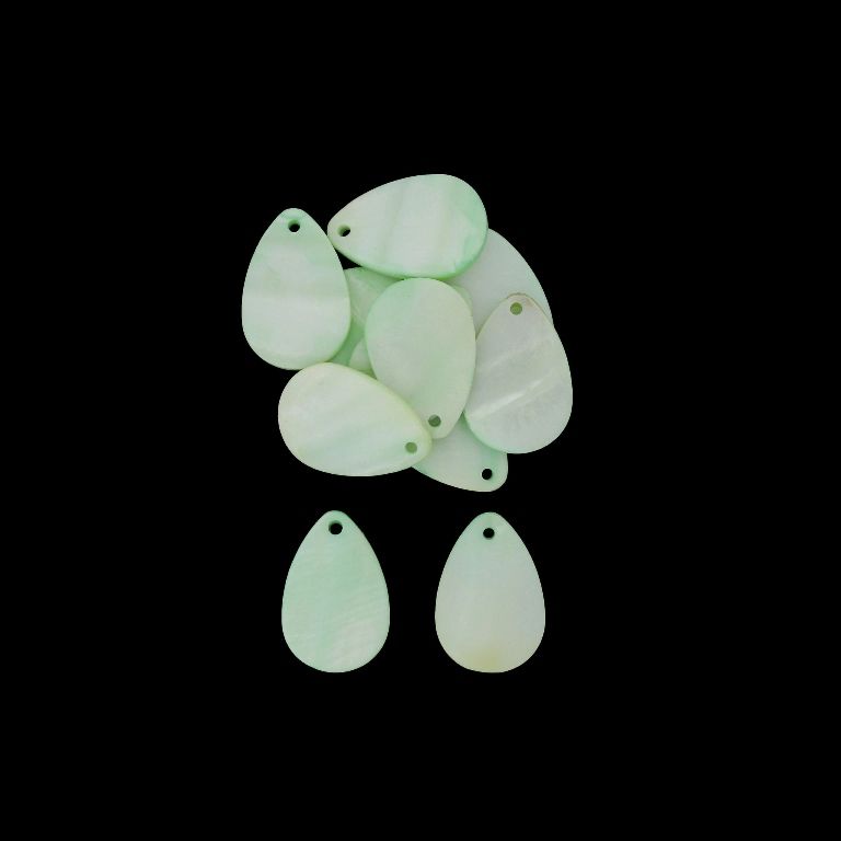 MOTHER OF PEARL BEADS  - PENDANT - DROP 01 - 30x20x2.0mm RESEDA (LIGHT) - 5pcs. Hole-2.2mm 