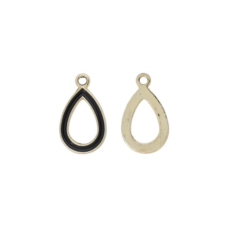 МЕТАЛНИ МЪНИСТА С ЕМАЙЛ - ВИСУЛКА - КАПКА 04 - 13х22х1.5мм ЗЛАТИСТО-ЧЕРНО - 3 бр. Отвор-2.0мм