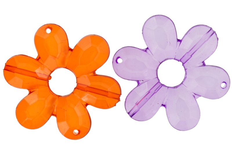 TRANSPARENT PLASTIC BEADS - FLOWER 04 FACETED - INNER HOLE 10.5mm - 45x6mm MIXED - PACKAGE 500g Hole-2.0mm (85pcs.)